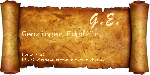 Genzinger Edgár névjegykártya